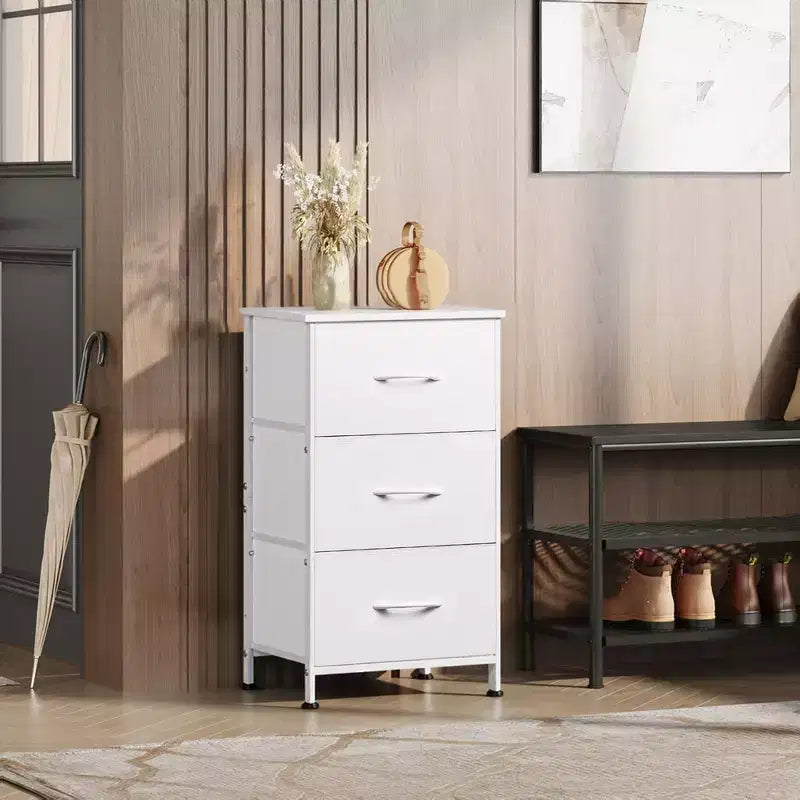 Comodino con 3 cassetti, organizer contenitore in tessuto per camera da letto, corridoio, ingresso, armadi