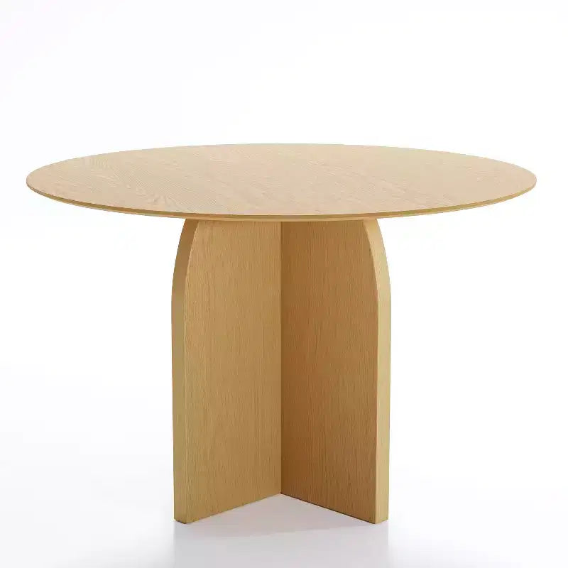 Tavolo da pranzo rotondo in legno massello 45 x 45 cm con finitura naturale ed eleganti gambe ad arco per sale da pranzo e cucine moderne