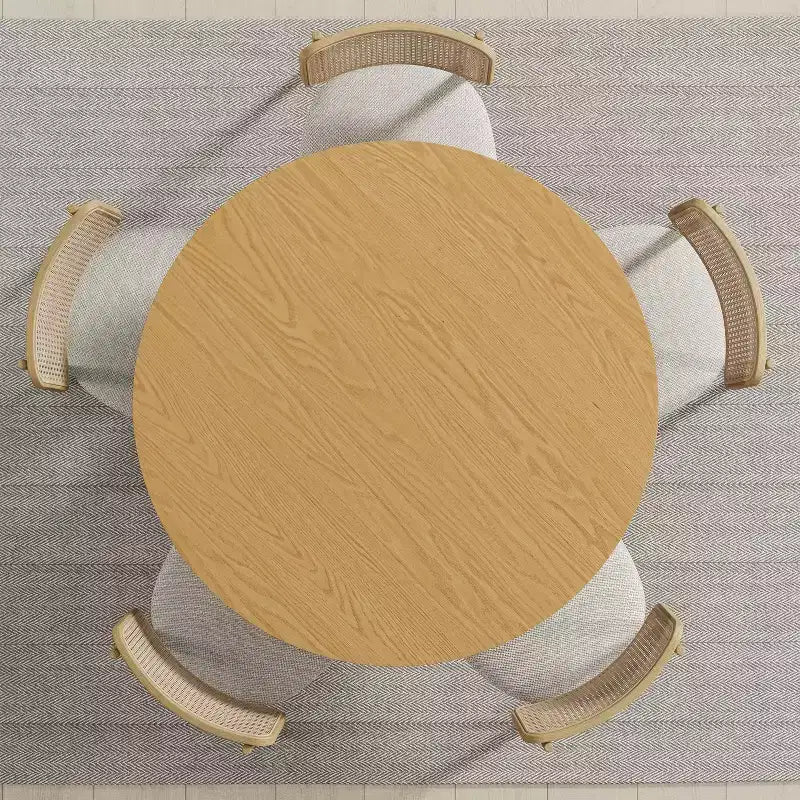 Tavolo da pranzo rotondo in legno massello 45 x 45 cm con finitura naturale ed eleganti gambe ad arco per sale da pranzo e cucine moderne