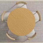 Tavolo da pranzo rotondo in legno massello 45 x 45 cm con finitura naturale ed eleganti gambe ad arco per sale da pranzo e cucine moderne