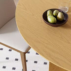 Tavolo da pranzo rotondo in legno massello 45 x 45 cm con finitura naturale ed eleganti gambe ad arco per sale da pranzo e cucine moderne