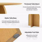 Tavolo da pranzo rotondo in legno massello 45 x 45 cm con finitura naturale ed eleganti gambe ad arco per sale da pranzo e cucine moderne