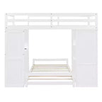 Letto a castello singolo su singolo con cassetti, mensole, scrivania, luce LED e porte di ricarica
