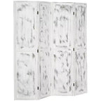 Divisorio Pieghevole a 4 Pannelli per la Privacy in Legno Venato Bianco 63,25x67x0,75
