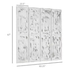Divisorio Pieghevole a 4 Pannelli per la Privacy in Legno Venato Bianco 63,25x67x0,75