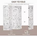 Divisorio Pieghevole a 4 Pannelli per la Privacy in Legno Venato Bianco 63,25x67x0,75