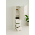 Mobile armadio modulare sottile in legno Elise con cassetti, bianco