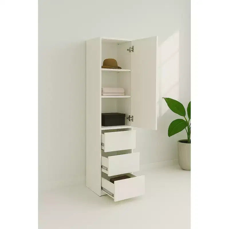 Mobile armadio modulare sottile in legno Elise con cassetti, bianco