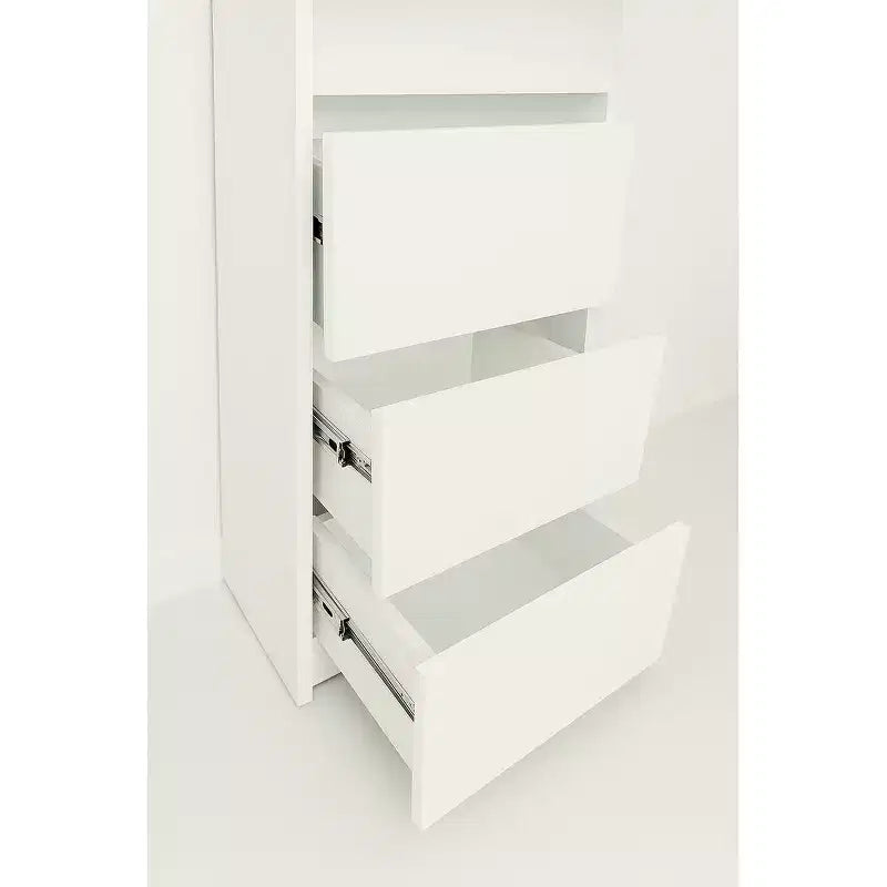 Mobile armadio modulare sottile in legno Elise con cassetti, bianco